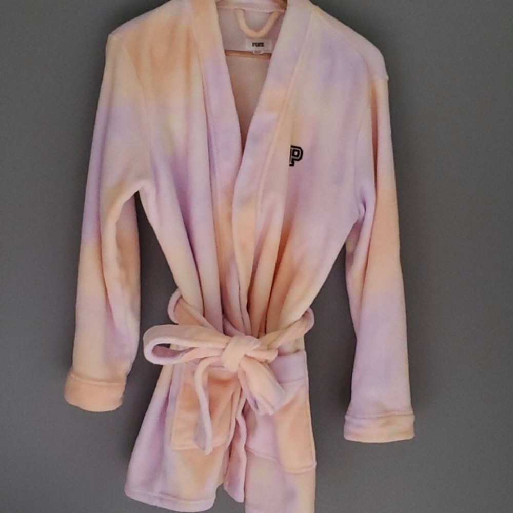 PINK Victoria's Secret Tie Dye Plush Robe Sz M/L